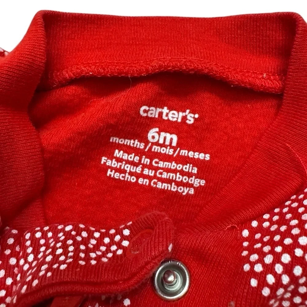 Carter’s Red White Heart Pajama Sleeper 2-way zip Baby Boy Girl 6M